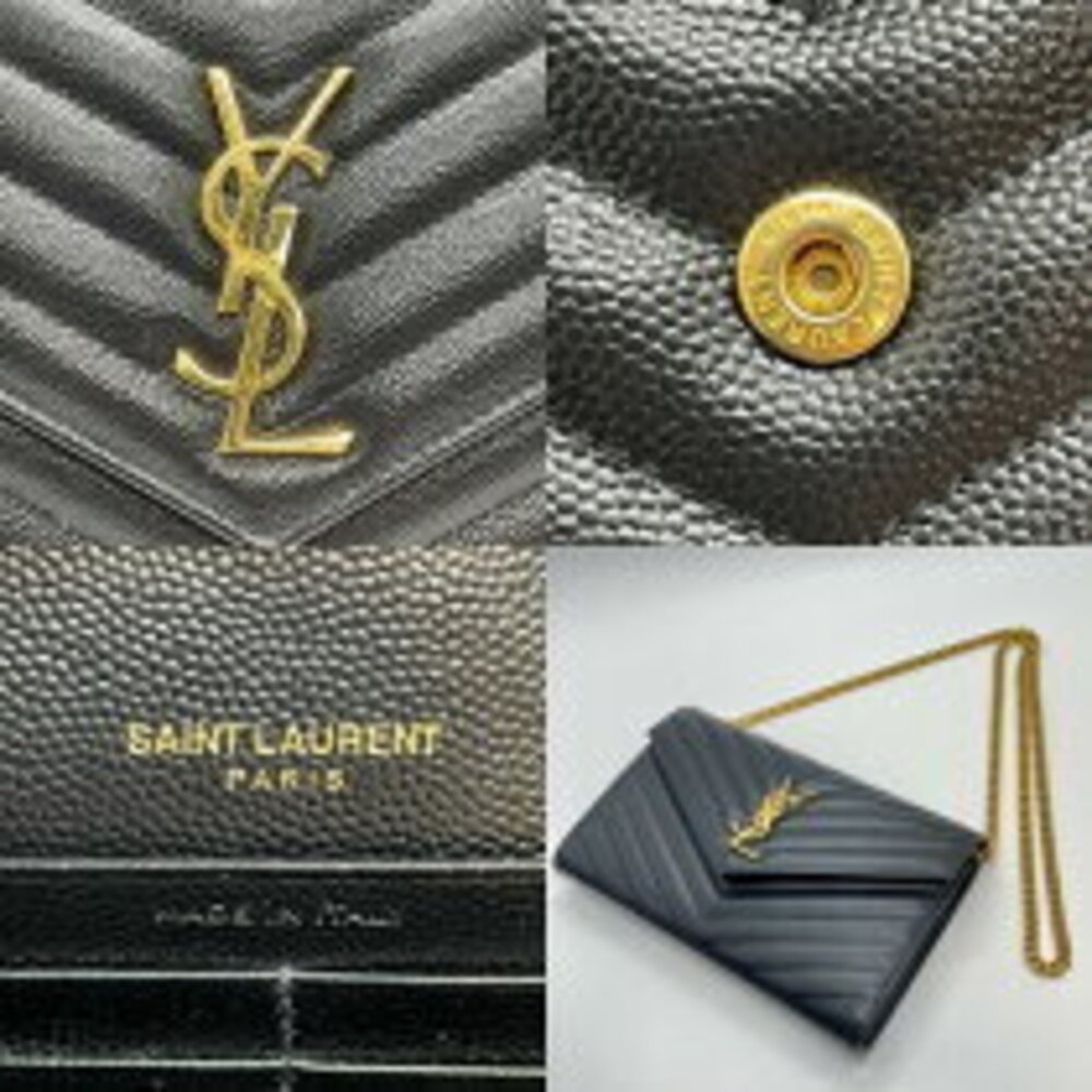 Saint Laurent Black Shoulder Chain Grained Strap Cassandra Leather Shoulder - Picture 11 of 11